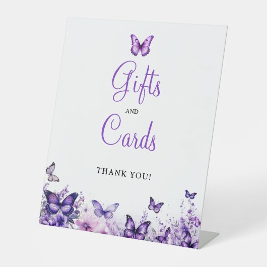 蝶の赤ちゃんシャワーギフトとカード 台座サイン (正面)