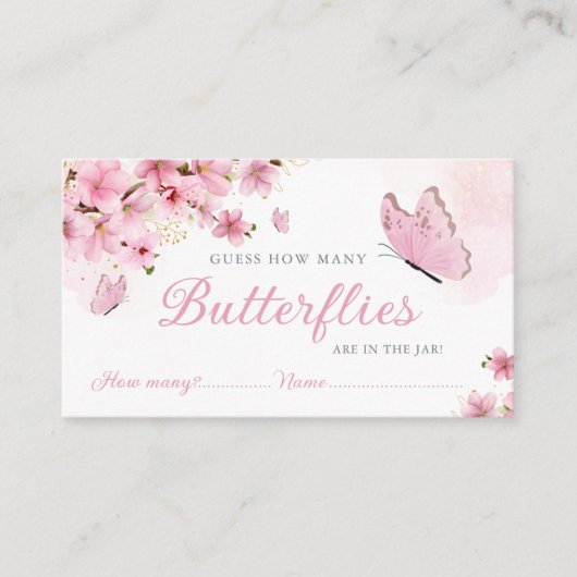 蝶の赤ちゃんシャワーゲームの数を推測する エンクロージャーカード (正面)