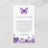 蝶の赤ちゃんシャワーパープルフローラ本ベビー エンクロージャーカード (正面)