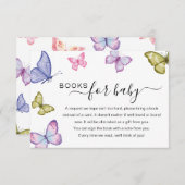 蝶の赤ちゃんシャワーブックリクエストカード 招待状 (正面/裏面)
