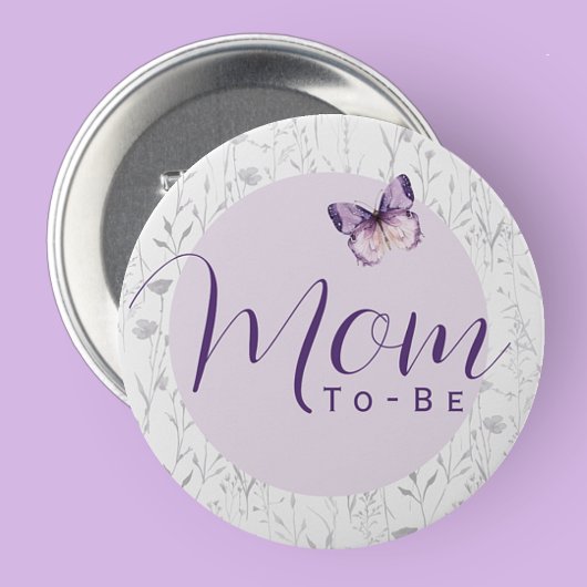 蝶の赤ちゃんシャワーママになる 缶バッジ