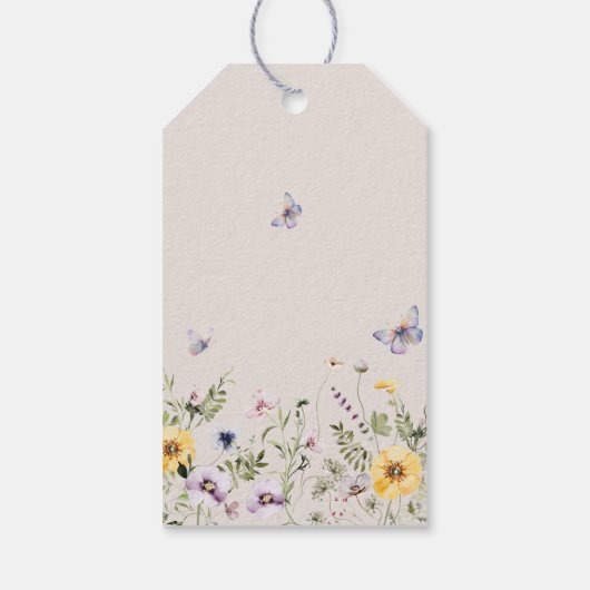 蝶の赤ちゃんシャワーワイルドフラワー ギフトタグ (裏面)