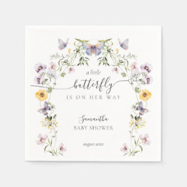 蝶の赤ちゃんシャワーワイルドフラワー スタンダードカクテルナプキン