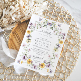 蝶の赤ちゃんシャワーワイルドフラワー 招待状