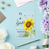 蝶の赤ちゃんシャワー付き水色ひまわり アクリル招待状 (インサイチュ (ウェディング))