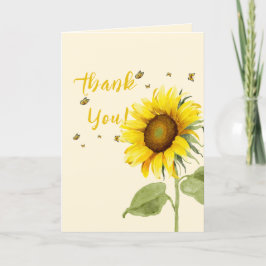 蝶の赤ちゃんシャワー付き水色ひまわり サンキューカード