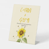 蝶の赤ちゃんシャワー付き水色ひまわり 台座サイン (正面)