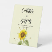 蝶の赤ちゃんシャワー付き水色ひまわり 台座サイン (正面)