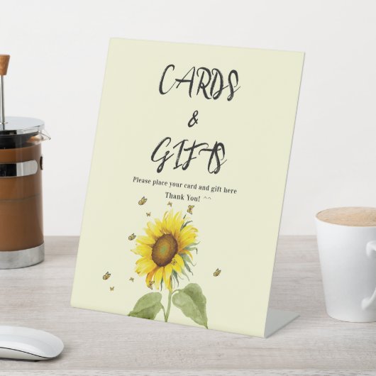 蝶の赤ちゃんシャワー付き水色ひまわり 台座サイン (インサイチュ)