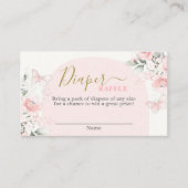 蝶の赤ちゃんシャワー女の子おむつラッフルカード エンクロージャーカード (正面)