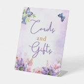 蝶の赤ちゃんシャワー女の子のペデスタルサイン 台座サイン (正面)