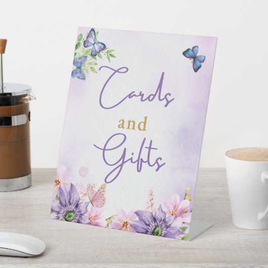 蝶の赤ちゃんシャワー女の子のペデスタルサイン 台座サイン (インサイチュ)