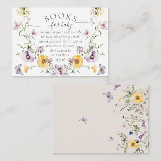 蝶の赤ちゃんシャワー山花ブックリクエスト エンクロージャーカード (正面/裏面)