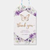蝶の赤ちゃんシャワー感謝していユーラベル ギフトタグ (正面)