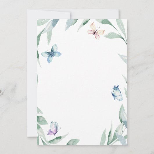 蝶の赤ちゃんシャワー招待状for a girl 招待状 (裏面)