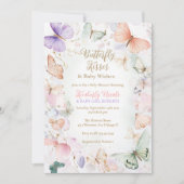 蝶の赤ちゃんシャワー招待蝶キス 招待状 (正面)