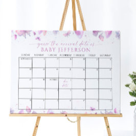 蝶の赤ちゃんシャワー推定期日カレンダー ポスター