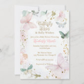 蝶の赤ちゃんシャワー蝶キス赤ちゃんシャワー 招待状 (正面)