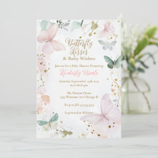 蝶の赤ちゃんシャワー蝶キス赤ちゃんシャワー 招待状