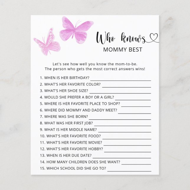 蝶の赤ちゃんシャワー、誰がママを知っ最高のている (正面)