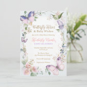 蝶の赤ちゃん 蝶のキス ベビーシャワー 招待状 (スタンド正面)