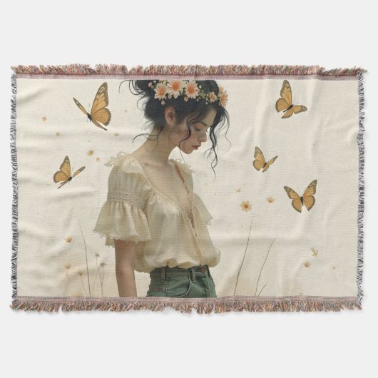 蝶の踊りの穏やかな優雅さ スローブランケット (正面)