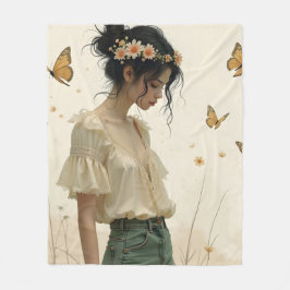 蝶の踊りの穏やかな優雅さ フリースブランケット