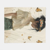 蝶の踊りの穏やかな優雅さ フリースブランケット (正面(横))