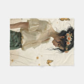 蝶の踊りの穏やかな優雅さ フリースブランケット (正面(横))