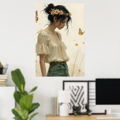 蝶の踊りの穏やかな優雅さ ポスター (ホームオフィス)