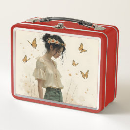 蝶の踊りの穏やかな優雅さ メタルランチボックス