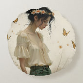 蝶の踊りの穏やかな優雅さ ラウンドクッション (裏面)