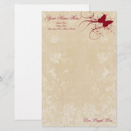 蝶の輝く個人文房具 便箋 (正面/裏面)