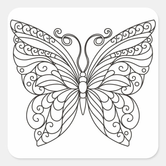 蝶の輪郭 スクエアシール (正面)