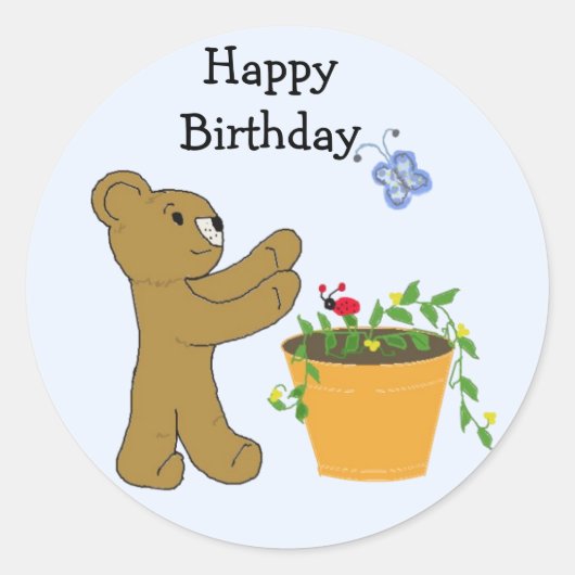 蝶の追いかけ – ハッピーバースデー ラウンドシール (正面)