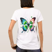 蝶の運のよいクローバー Tシャツ (裏面)