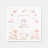 蝶の道ピンクの花ベビーシャワー スタンダードカクテルナプキン (正面)