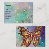 蝶の金ゴールドと青い緑のキラキラ,ティール(緑がかった色) 名刺 (正面/裏面)