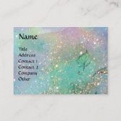 蝶の金ゴールドと青い緑のキラキラ，ティール（緑がかった色） 名刺 (正面)