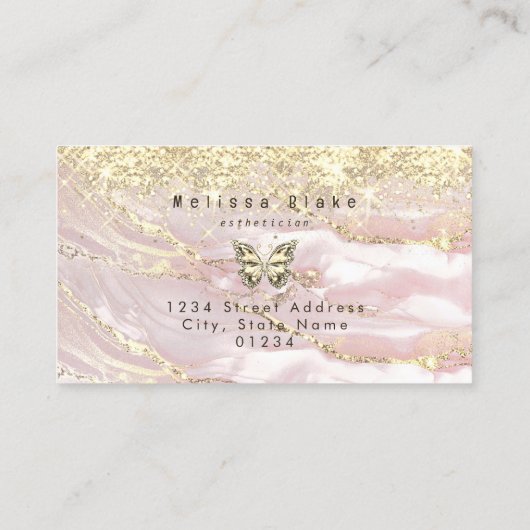 蝶の金ゴールドの輝フェイクき 名刺 (裏面)