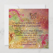 蝶の金ゴールドスパークル2最初の誕生日パーティー 招待状 (裏面)