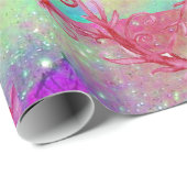 蝶の金ゴールドティール(緑がかった色)青い紫のきらめき ラッピングペーパー (ロールコーナー)