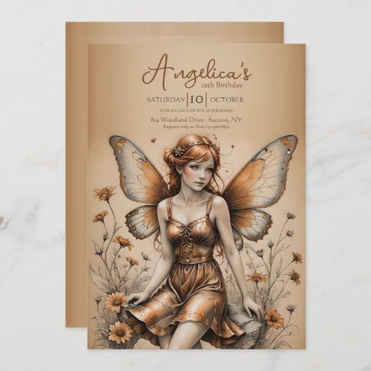 蝶の銅の妖精 招待状 (正面/裏面)