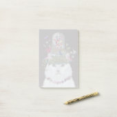 蝶の鐘瓶を持つ白猫 ポストイット (デスク上)