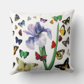 蝶の間のカラフル虹彩ホワイトフローラ クッション (裏面)