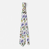 蝶の間のカラフル虹彩ホワイトフローラ ネクタイ (正面)