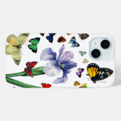 蝶の間のカラフル虹彩ホワイトフローラ Case-Mate iPhoneケース (裏面 (横))
