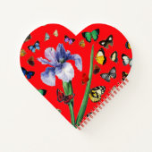 蝶の間のカラフル虹彩レッドフローラ ノートブック (裏面)