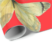 蝶の間のカラフル虹彩レッドフローラ ラッピングペーパー (ロールコーナー)