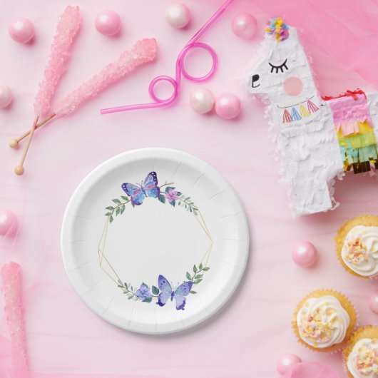 蝶の青い水色の蝶結婚の ペーパープレート (パーティー)